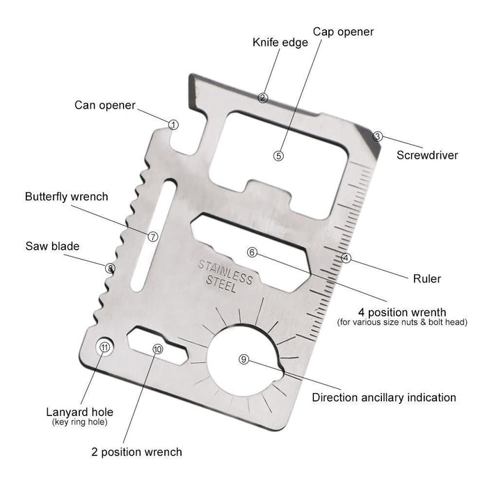 11 in 1 Stainless Steel Multitool Card