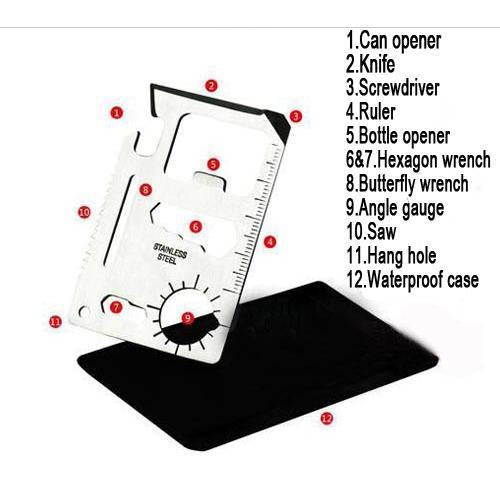 11 in 1 Stainless Steel Multitool Card